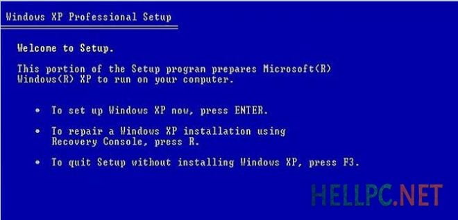 Windows XP Setup - Press Enter to Continue