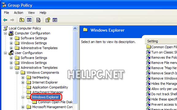 Open Windows Explorer Settings in Group Policy Editor