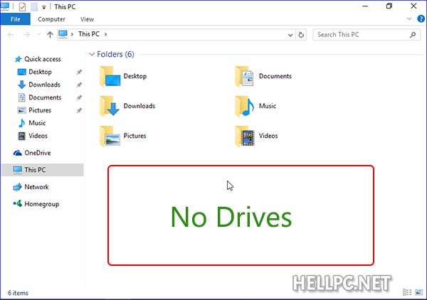 No Drives shown in This PC or My Computer
