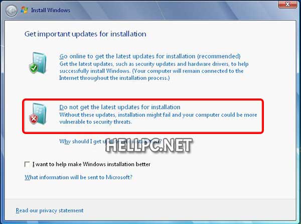 Get latest updates or skip updates - Windows 7 setup dual boot windows xp