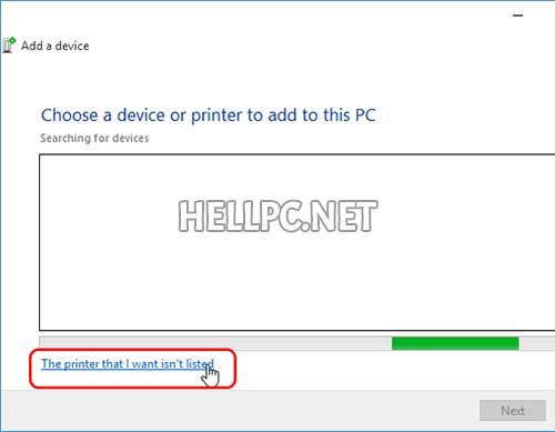 Click "The Printer that I want isn't listed" link at the bottom to share printer on lan network