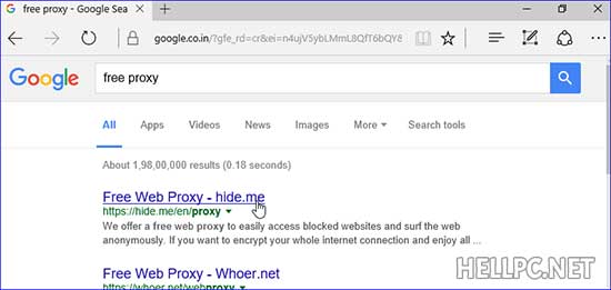 Search free proxy on Google