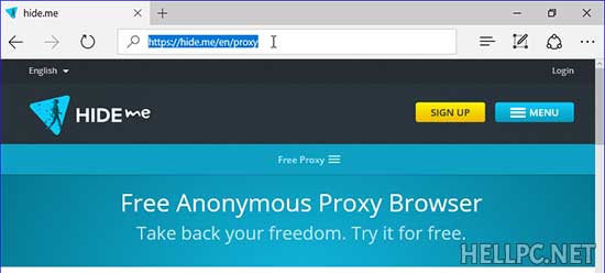 Open Hide.me free proxy website