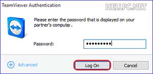 Enter the password for remote connection