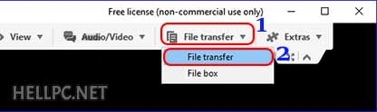 Select File Transfer from top bar in TeamViewer