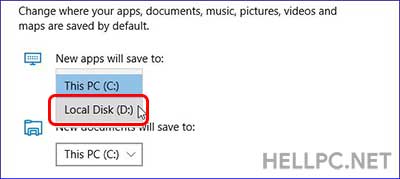 Change Default Save Location for Windows 10 Apps to Other Drive