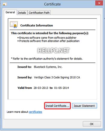 Install BlueStacks Certificate to fix bluestacks installation or msi log file error