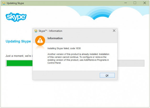 How to fix skype installation error 1638 in windows