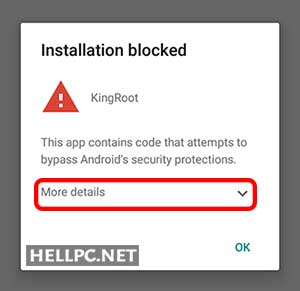 Installation Blocked - Tap on More Details