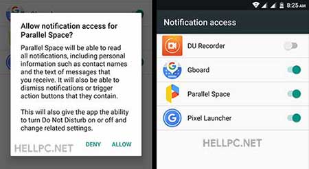 Allow notification access to Parallel Space