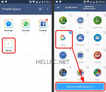 Add Google app to Parallel Space to Restore Chat Backup