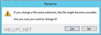 Click Yes to Change File Extension