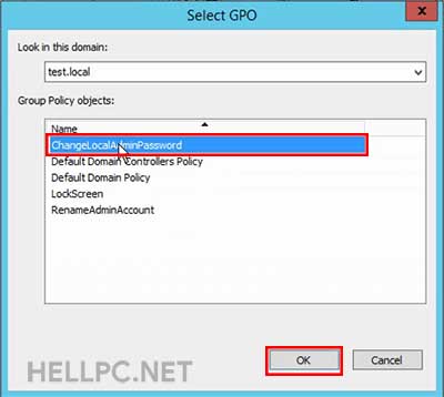 Select and link Change Local Admin Password GPO to Computers OU