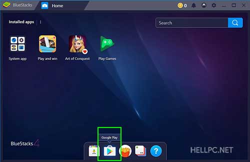 Click on Play Store icon at the bottom in BlueStacks 4