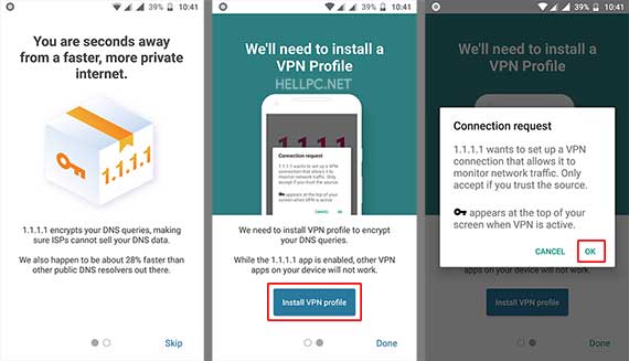 Install Cloudflare VPN Profile in your Phone