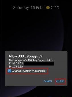 Connect your Phone in USB Debugging Mode