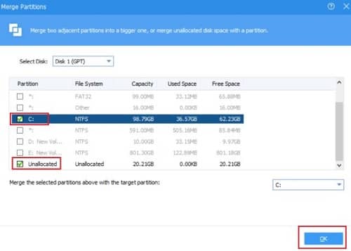 Merge C Drive with Unallocated Space