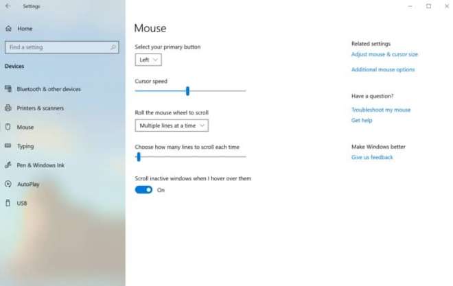 Mouse Cursor Speed changes in Windows 10 version 2004 May 2020 Update 20H1