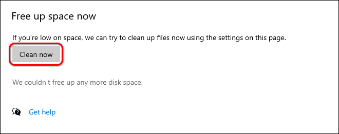 Click Clean Now To Run Storage Sense And Delete Temp Files