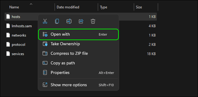 Right Click On The Hosts File And Select Open With