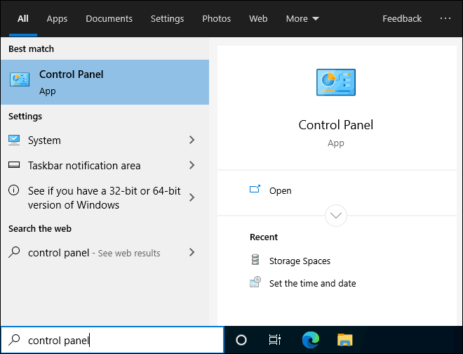 Search And Open Control Panel