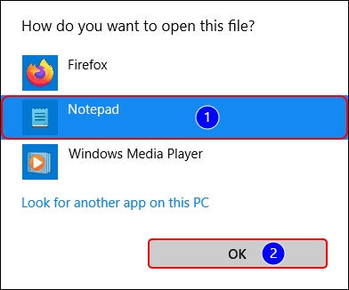 Select Notepad And Click Ok To Open Hosts File With Notepad