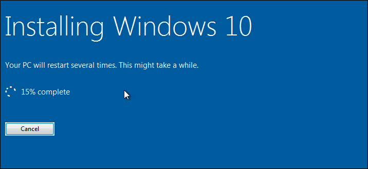 Windows 10 installation Started