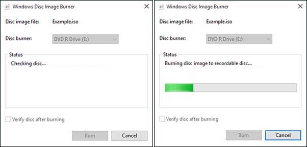 Burning The Iso File To Disc In Progress