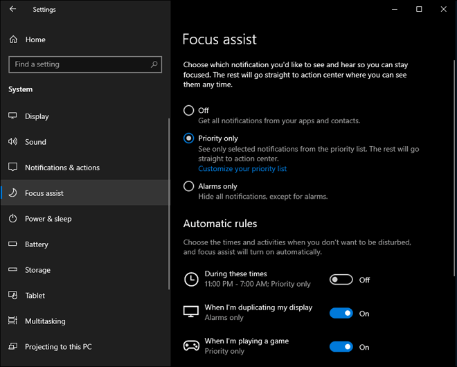 Configure Focus Assist From System Settings In Windows 10