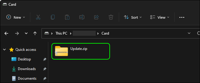 Copy OTA Firmware Zip File To The Root Of The Sd Card