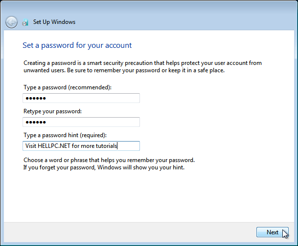 Create Password For Your Windows 7 Account