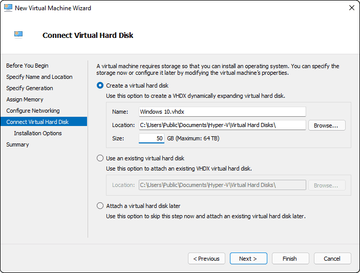 Create Virtual Hard Disk For Vm And Click Next