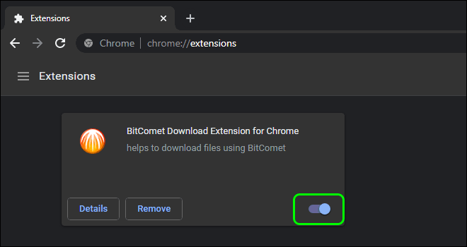 Enable Bitcomet Download Extension From Chrome Settings