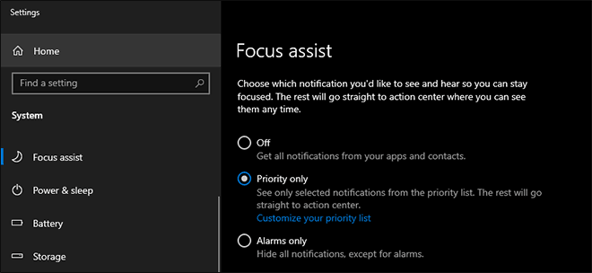 Enable Focus Assist To Avoid Unnecessary Notifications