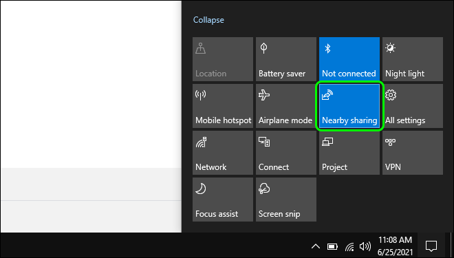 Enable Nearby Sharing In Windows 10