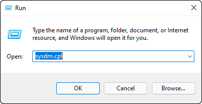 Go To Run Type Sysdm.cpl And Press Enter To Open System Properties