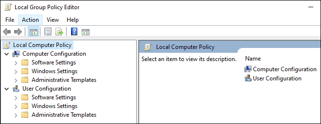 Local Group Policy Editor Console