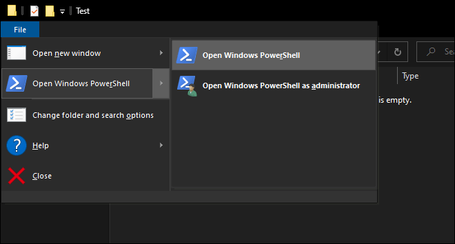 Open Powershell In Current Folder From File Menu