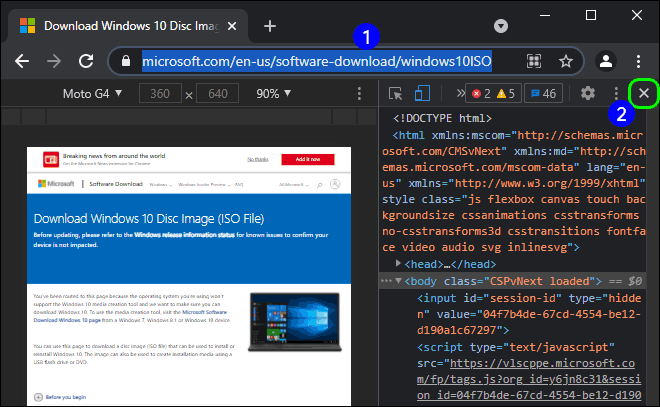 Open Windows 10 Iso Download Page And Close Developer Tools