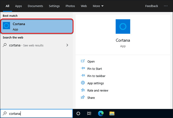 Search And Open Cortana From Start Menu