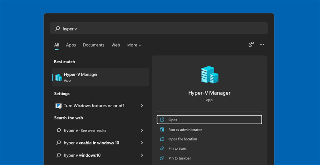 Search And Open Hyper-V Manager From Start In Windows 10 Or Windows 11