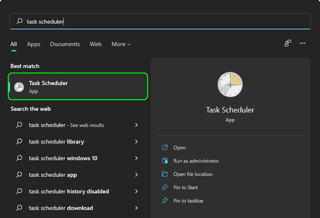 Search And Open Task Scheduler In Windows 11