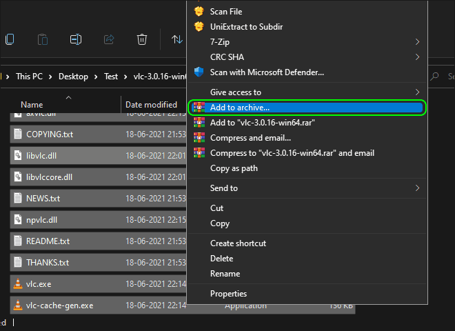 Select All Extracted Files And Right Click And Select Add To Archive Option