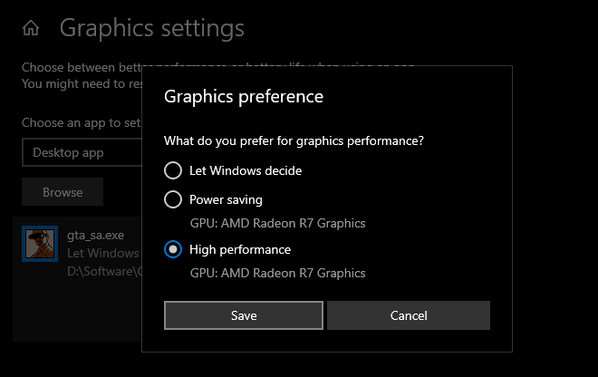 Select High Performance Mode In Graphics Settings To Improve Gaming Experience
