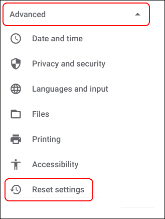 Select Reset Settings From Advanced Settings Menu