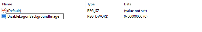 Set Dword Name As Disable Logon Background Image
