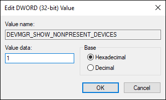 Set The Dword Value To 1 To Show Non Present Devices