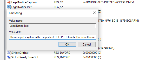 Set The Warning Message To Display On Windows Logon Screen