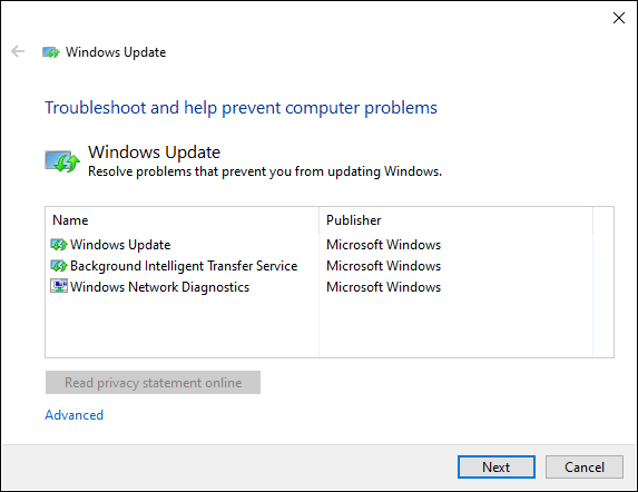 Start Windows Update Troubleshooter To Fix Windows Update Errors