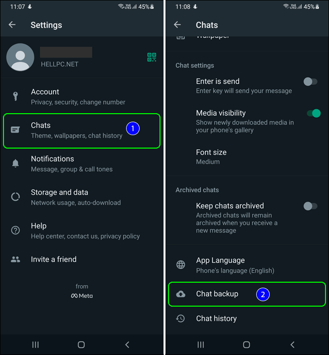 Tap On Chats From Settings And Select Chat Backup